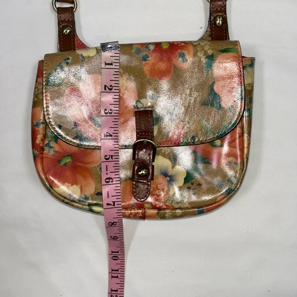 Patricia Nash glazed leather floral studded messenger crossbody - Picture 13 of 16